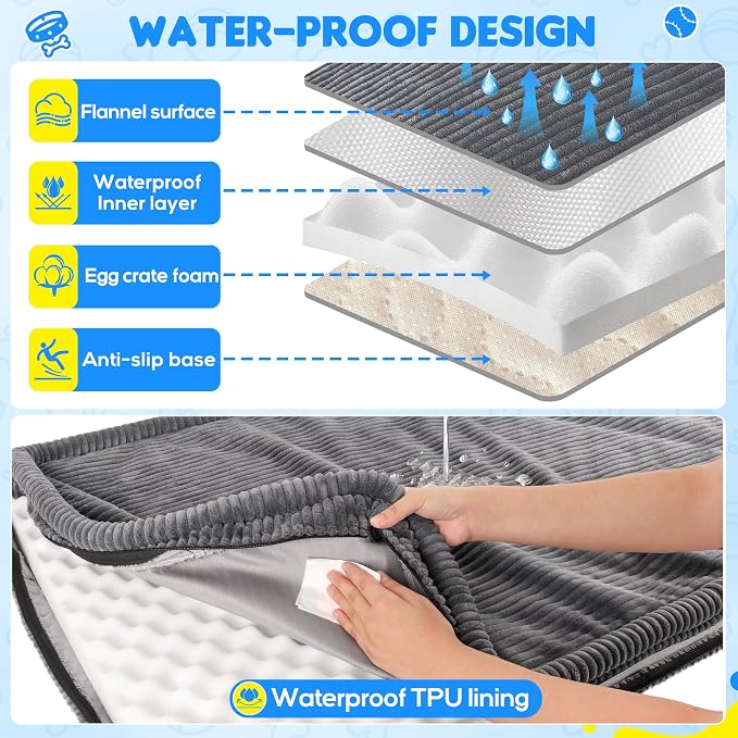 Loiion Dog Car Bed, Non-Slip Backseat Extender Pet Mat 50"x24.6"x4" | Removable, Washable Dog Bed With Waterproof Liner Protects Car Seats, Anti-Slip Travel Bed For Dogs
