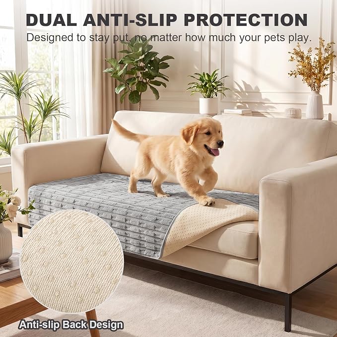 FUANGUI 2 Pack Waterproof Couch Cover for Dogs for Sectional Sofa | Washable Pet Couch Covers for Pets, Non Slip 2 PCS L Shaped Sofa Slipcover, Sofa Covers for 3 Cushion Couch Sofa Pet Friendly
