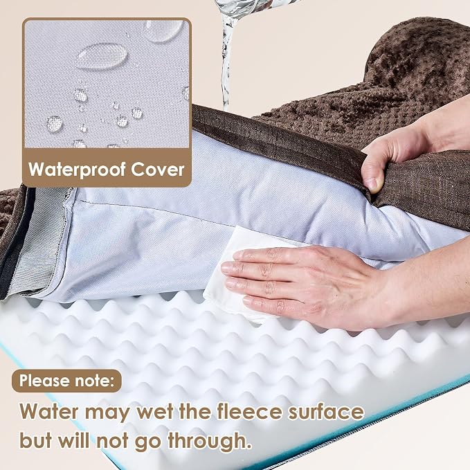 EHEYCIGA Large Dog Bed Memory Foam for Crate, Orthopedic Dog Bed Large Size Dogs with Washable Removable Cover, Waterproof Pet Sofa Couch with Nonskid Bottom, 35x22x6, Brown | Small Dog Sofa with Washable Removable Cover, Waterproof Pet Couch for Crate...