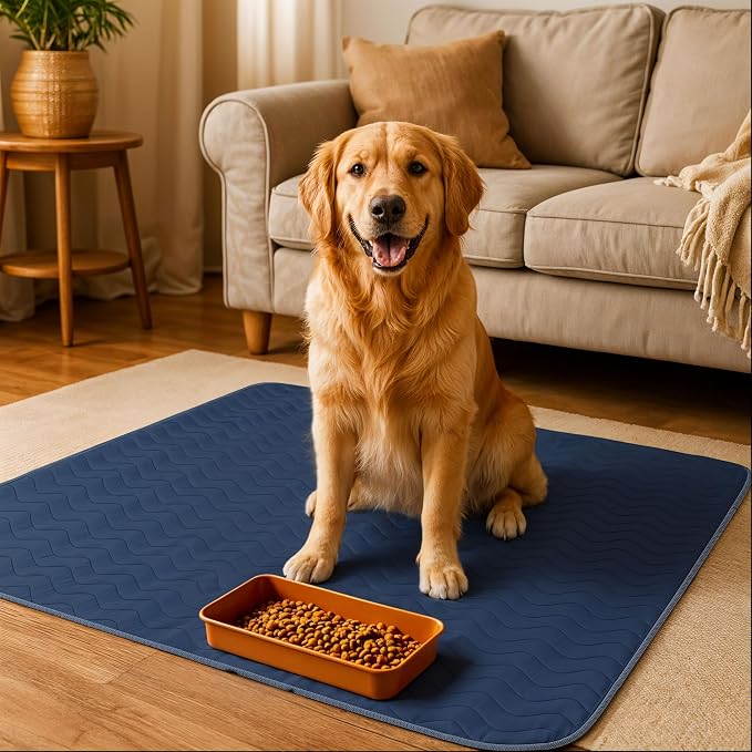 4 Pack Washable Pee Pads for Dogs 34" x 52", Waterproof Dog Training Pads | Reusable Dog Training Pads for Sofa, Incontinence Bed Pads for Adults, Elderly and Kids (Navy,Green) by Utopia Bedding