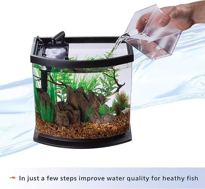 Aqueon LED MiniBow Small Aquarium Fish Tank Kit with SmartClean Technology, Black, 2.5 Gallon