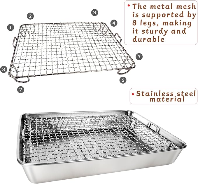 Rabbit Litter Box Stainless Steel Bunny Litter Box Small Animal Toilet Pan Metal Grid for Ferret Galesaur Chinchilla Bunny