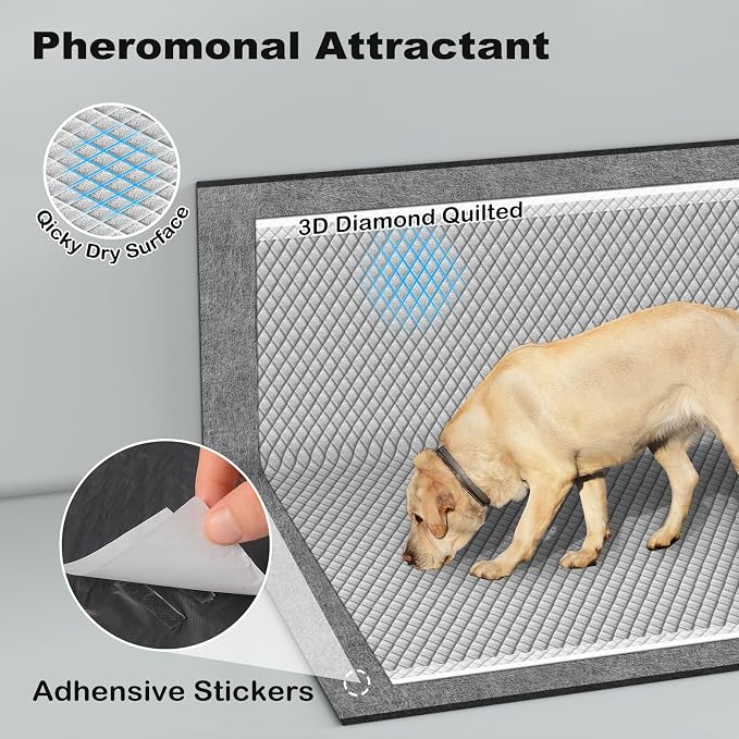 MIZOK Pee Pads for Dogs 28x34in Charcoal Dog Pads Extra Large, Super Absorbent Odor Eliminating Leak-Proof, Dog Pee Pads with Activated Carbon for Large Breeds, Disposable (40 Count)
