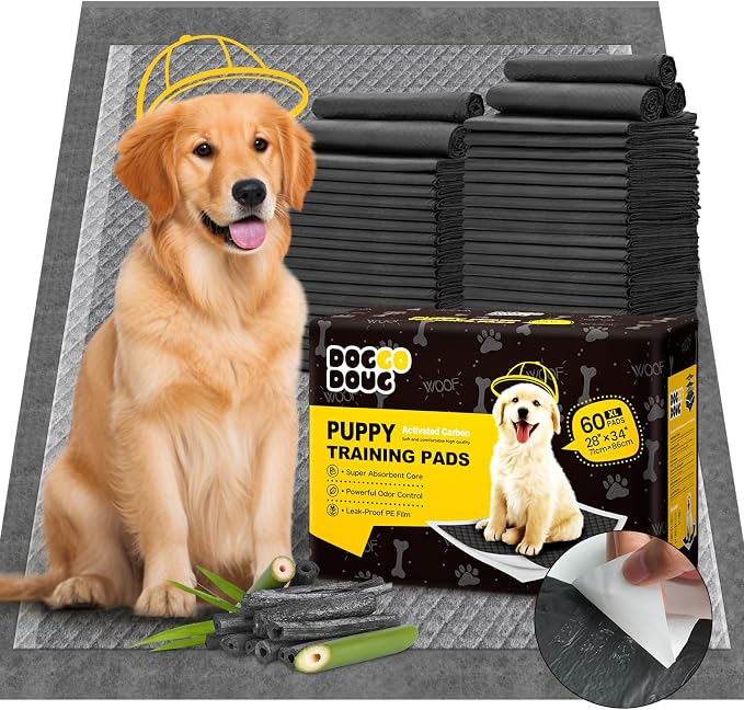 Charcoal Puppy Pads X-Large 28"x34" 60 Count with Adhesive Tabs