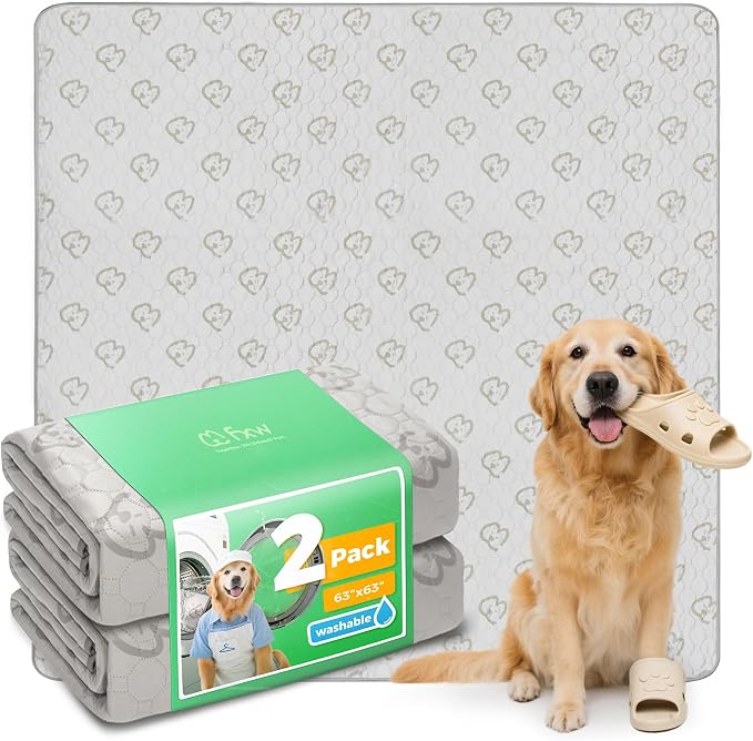 FXW Washable Pee Pads for Dogs, Super Absorbent, 63" Square, 2 Packs | Machine washable, Non-slip backing, Fits 24"H 8-Panel FXW Rollick/Homeplus Playpens