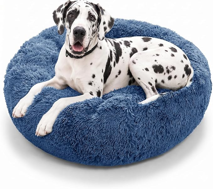 JOLLYVOGUE Dog Beds Large Sized Dog, Calming Anti-Anxiety Dog Bed, Fluffy Donut Cushion for Extra Large Pets (45")