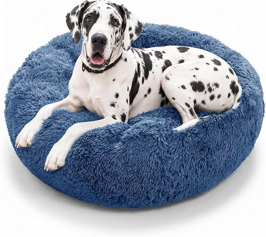 JOLLYVOGUE Dog Beds Large Sized Dog, Calming Anti-Anxiety Dog Bed, Fluffy Donut Cushion for Extra Large Pets (45")