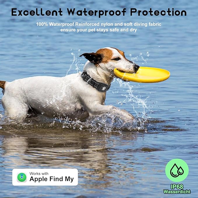 GPS Dog Collar Tracker 2-in-1,Reflective Waterproof Pet Collar,iOS-Only,No Monthly Fees,Unlimited Range,Dog Tracking Collar Pet Tracker,for Small Medium Large Dogs(S (12.6"-16.5"), Black)