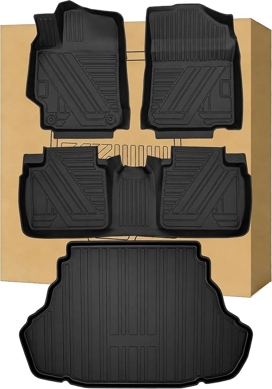 Aiqiying Floor Mats＆Cargo Liners Compatible with Toyota Camry 2012-2017 Modelss，All Weather Waterproof Durable Custom-Fit Trunk Tray Front Rear Rows Full Set Carpet Protection TPE Accessories