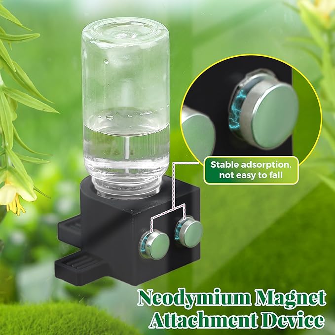 2 Pcs 10ML Jumping Spider Water Dispenser with Magnets, Jumping Spider Accessories for Tarantulas Enclosure/Habitat, Magnetic Water Feeder for Small Animals, Geckos(Black)