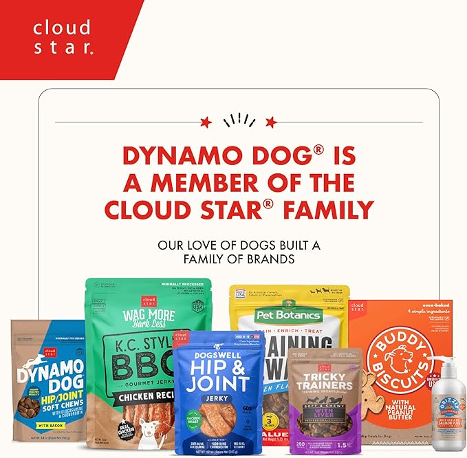 Cloud Star Dynamo Dog Soft Chews Hip & Joint Grain Free Dog Treats, Bacon & Cheese, 14 oz. Pouch