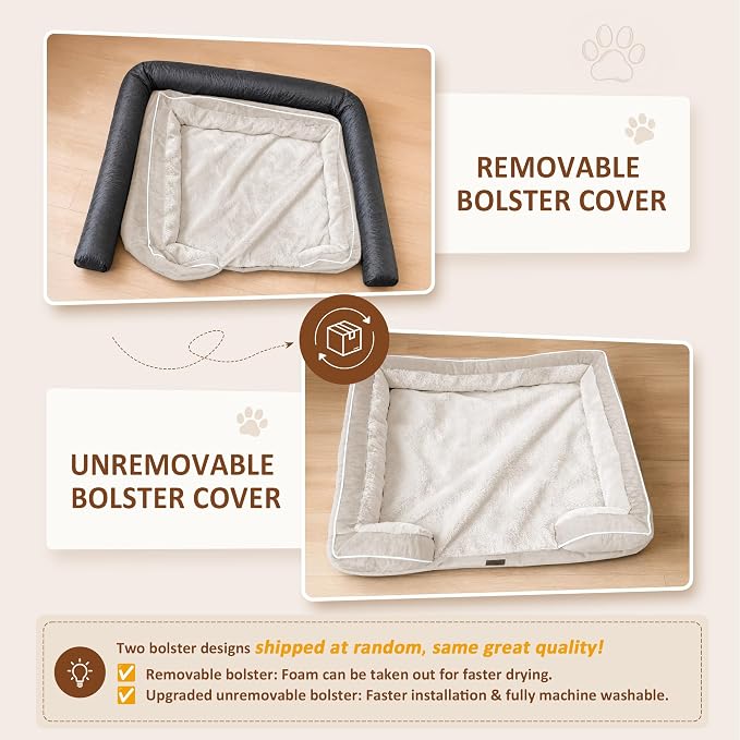 Comfort Expression Waterproof Orthopedic Dog Beds for Large Sized Dog | Supportive Egg Crate Foam Large Pet Bed with Removable Bolster, Dog Couch with Washable Cover & Non-Slip Bottom, 36x27 Inch