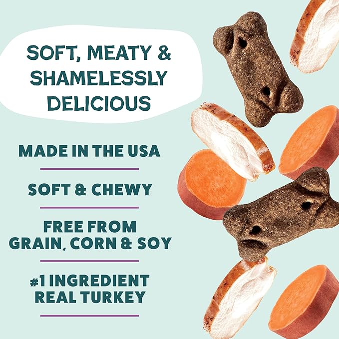 Shameless Pets Soft & Chewy Dog Treats, Talk'n Turkey Meaty Tenders, 8oz – Real Turkey is 1st Ingredient – Grain Free, No Corn or Soy – Digestive Support – for Small, Medium & Large Dogs