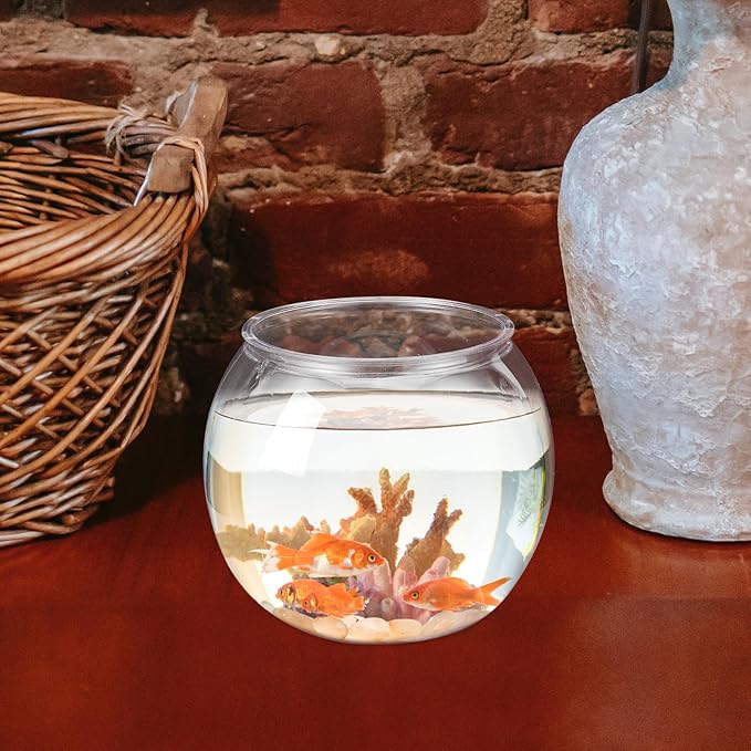 POPETPOP Unbreakable Transparent Fish Tank Globe 5.90X5.11X4.72 Inch Desktop Aquarium for Home Office Decor Unique Round Fish Bowl Flowerpot Alternative