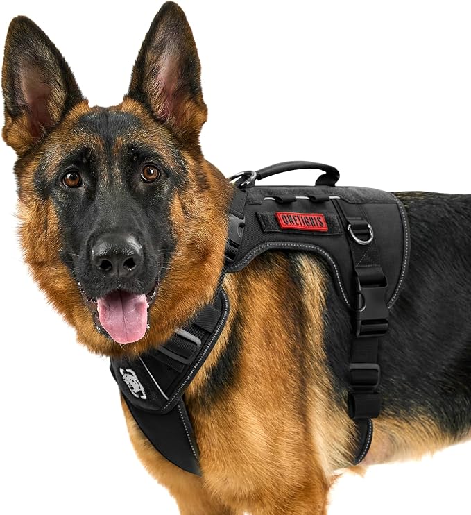 OneTigris No-Pull Easy Control Dog Harness Reflective Vest for Large Dogs | Military-grade 1000D Nylon Tactical Vest, Adjustable Dog Harness with Hook & Loop Panels for Walking, Hiking, Training