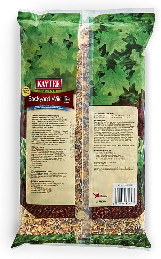 Kaytee Backyard Wildlife Food Blend for Wild Squirrels, Chipmunks, Rabbits and Other Backyard Wildlife, 5 Pound, (Pack of 2)