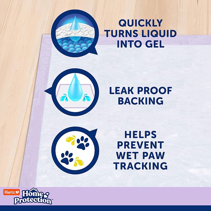 Hartz Home Protection Lavender Scented Odor Eliminating Dog Pads, 21 x 21 (100 Count) (Pack of 2)