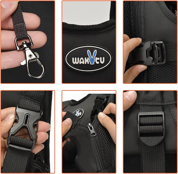 Wakytu Dog Front Carrier Backpacks for Small Dogs, Legs Out Pet Carrier Sling Backpack with Adjustable Padded Ventilated Shoulder Straps, Easy-Fit for Traveling Hiking Camping,Large