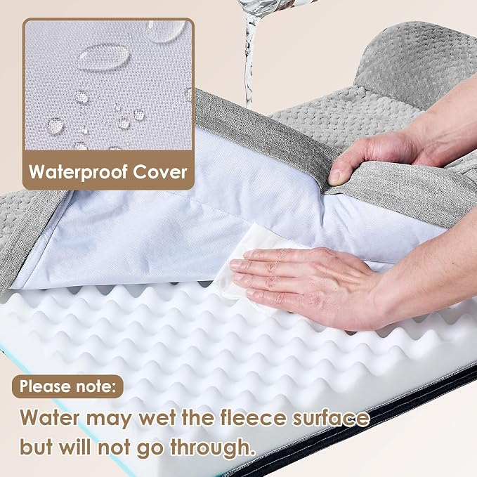 EHEYCIGA Orthopedic Dog Bed, Medium Memory Foam Dog Bed, Grey | Small Dog Sofa with Washable Removable Cover, Waterproof Pet Couch for Crate with Nonskid Bottom, 35x22x6