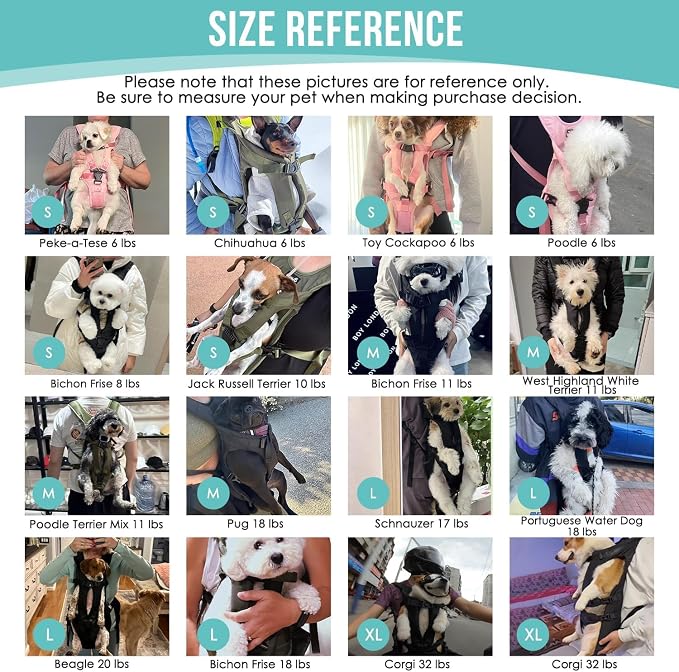 Lukovee Dog Backpack Carrier, Adjustable Front Carrier for Small Breeds | Legs Out Easy-fit, Hands Free, Lightweight, Dog Chest Pack for Hiking Travel Cycling Outdoor (PI,Small)