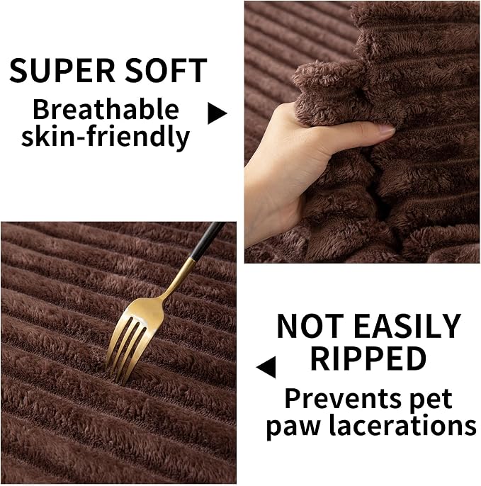 HAOMAIJIA Waterproof Couch Cover for Dogs Washable,Faux Fur Pet Couch Covers for Sofa,Soft Dog Bed Cover Non-Slip Couch Covers for 3 Cushion Couch Sofa Pet Friendly (Brown, 35" x 62" 1 Pack)