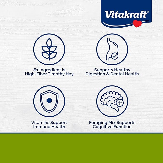 Vitakraft Vita Smart Rabbit Food 4 Lbs Bag – High Fiber Timothy Hay As First Ingredient – Added Vitamins and Minerals with Fruits Vegetables Probiotics and Foraging Mix - Resealable Package