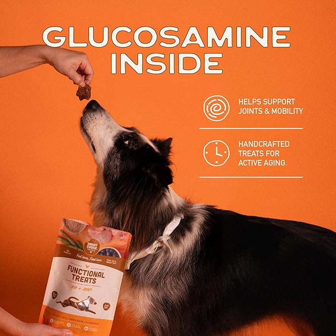 Smart Cookie All Natural Dog Treats - Healthy Hip and Joint Chicken Dog Biscuits with Glucosamine - Ideal for Senior Dogs and Sensitive Stomachs - Dehydrated, Crunchy, Human-Grade, Made in USA - 8oz
