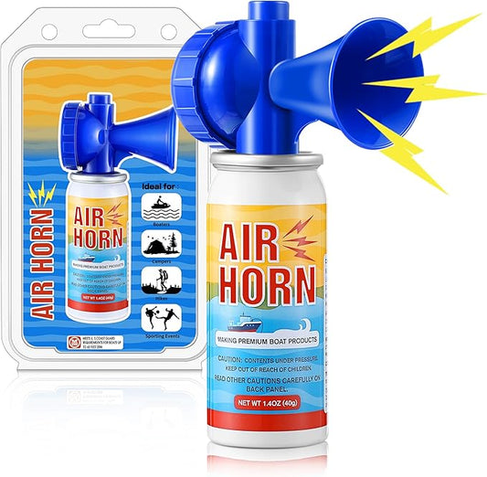1 Pack 1.4oz Mini Air Horn, 122DB Very Loud Air Horns Can, Marine Boat Horns for Safety, Meet Coast Guard, Fog Blow Horn Boat Accessories, Ideal for Boating, Camping, Hiking