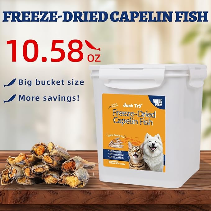 Just Try 10.58 oz Freeze Dried Minnows for Cat & Dog Treats Raw Single Ingredient High Protein Training Treats Pet Snacks Omega 3 for Skin Coat Health