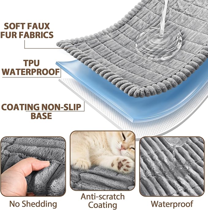 FUANGUI Waterproof Couch Cover Sofa Cover for Dogs and Pets Sofa Protector | Non-Slip Washable Fuzzy Soft Cat Bed Sofa Slipcover for 2-3 Cushion Couch Sofa Pet Friendly, Grey, 27.6" x 82.7", 1 pcs