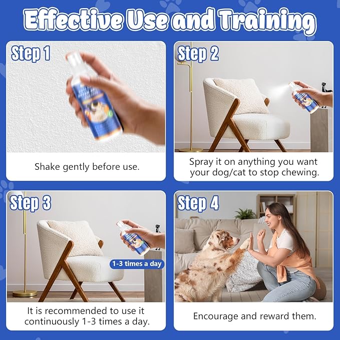 Cudory 2PCS Bitter Apple Spray for Dogs to Stop Chewing, No Chew Spray for Dogs & Cats Protect Furniture Shoes Belongings, Dog Deterrent Training Aids Spray Natural No Alcohol & Trace