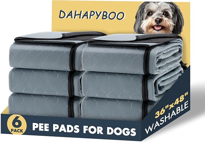 DAHAPYBOO Extra Large Washable Pee Pads for Dogs 36x48,6Pack | Reusable Puppy Pads for Dogs Non-Slip Waterproof Pet Training Pads for Crate, Playpen, Bed, Sofa,Whelping Box, Potty Training