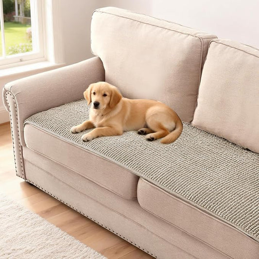H.VERSAILTEX Plush Chenille Couch Cover for 3 Cushion Couch Anti Slip Washable Sofa Slipcovers Soft and Durable Furniture Protector for Dogs Cats Kids (27.5" x 59", Island Fossi)