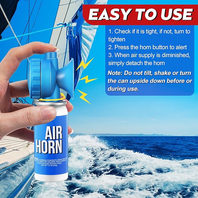 Saillong 1.4oz Marine Boat Air Horn, Loud Air Horns for Safety, Mini Small Blow Fog Bear Horn, Meet Coast Guard, Emergency Use for Marine Boating Sporting Events Outdoor Alarm