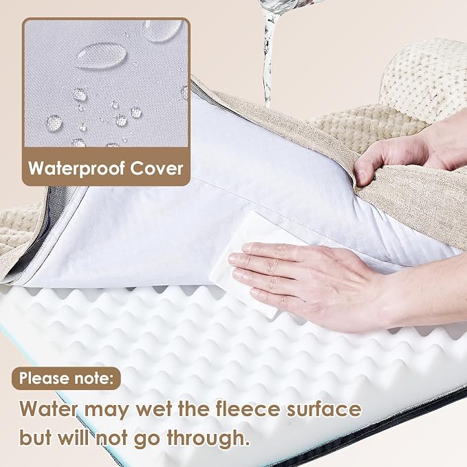 EHEYCIGA Large Dog Bed Memory Foam for Crate, Orthopedic Dog Bed Large Size Dogs with Washable Removable Cover, Waterproof Pet Sofa Couch with Nonskid Bottom, 35x22x6, Beige | Small Dog Sofa with Washable Removable Cover, Waterproof Pet Couch for Crate...