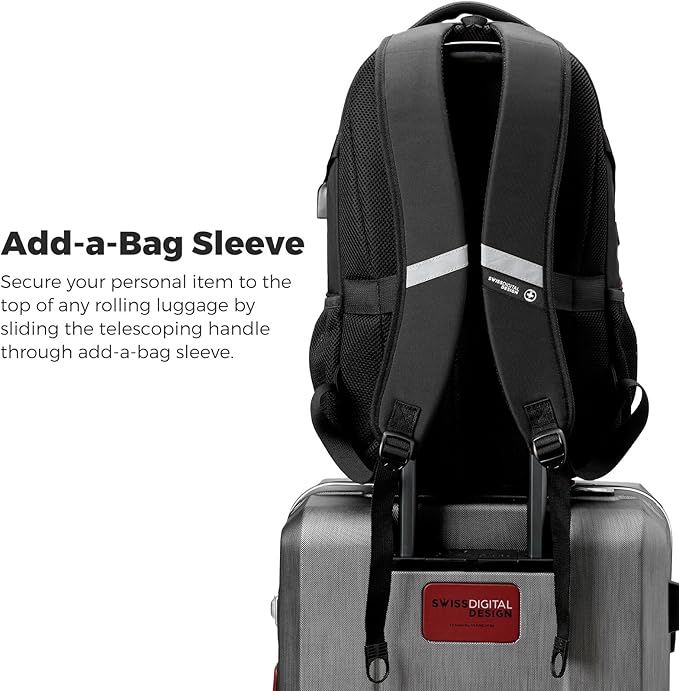 Swissdigital Design Laptop Backpack with USB Charging Port, Travel Backpack Fits 15.6 inches Computer, 31L College School Backpack for Men, Tan/Black | SD803-34
