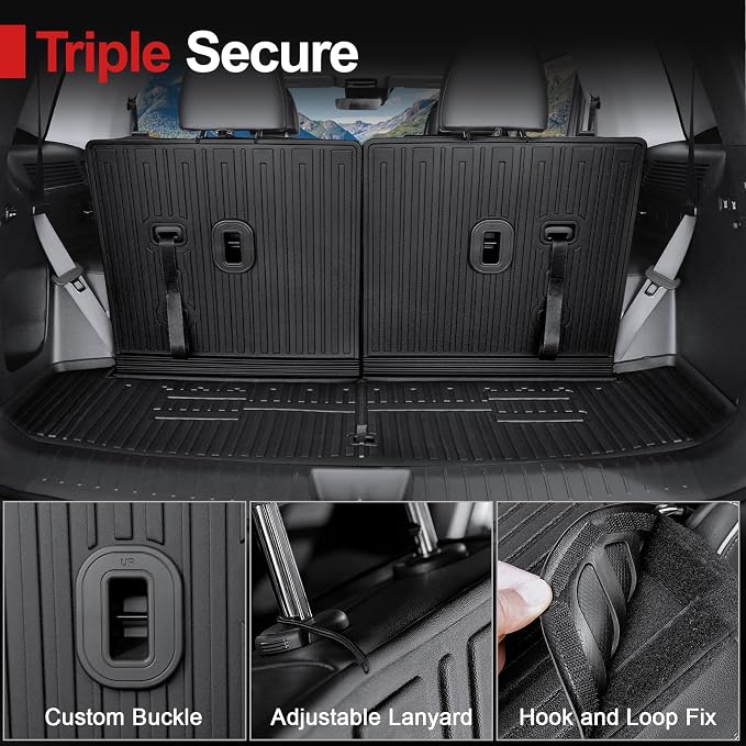 Cargo Mat for Hyundai Santa FE 2024-2026 (Fit Hybrid and Gas), All Weather TPE Cargo Mat with Backrest Mat Rear Cargo Liner Protection for Hyundai Santa Fe