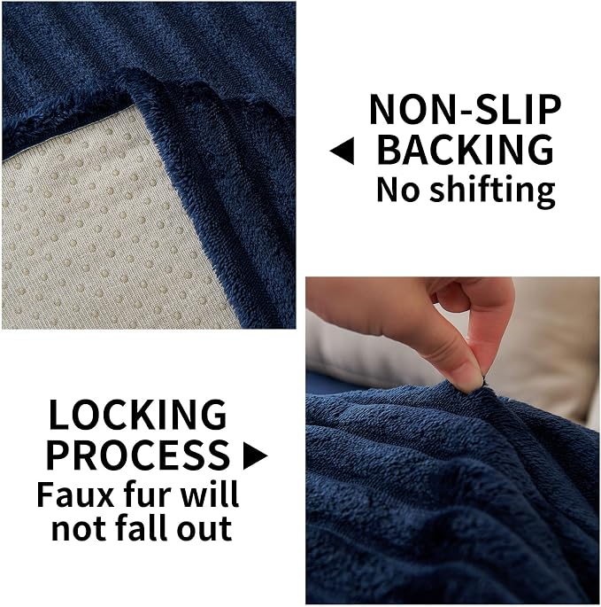 HAOMAIJIA Waterproof Couch Cover for Dogs Washable,Faux Fur Pet Couch Covers for Sofa,Soft Dog Bed Cover Non-Slip Couch Covers for 3 Cushion Couch Sofa Pet Friendly (Navy Blue, 35" x 74" 1 Pack)