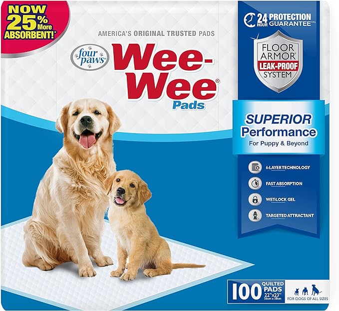 Four Paws Wee-Wee Superior Performance Dog Pee Pads, 100 Count