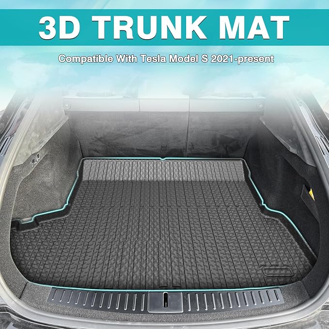 Mixsuper Custom Fit Cargo Liner for 2021-2025 Tesla Model S Long Range/Plaid All Weather Trunk Liner Rear Cargo Mat Black (Not Fit 2012-2020 Model S)