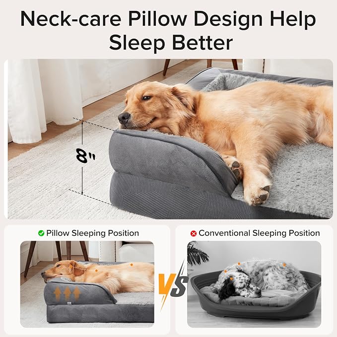 Orthopedic Extra Large Dog Bed, XXL Waterproof Dog Sofa, Egg-Crate Foam Couch with Washable Removable Cover, Waterproof Lining and Nonskid Bottom