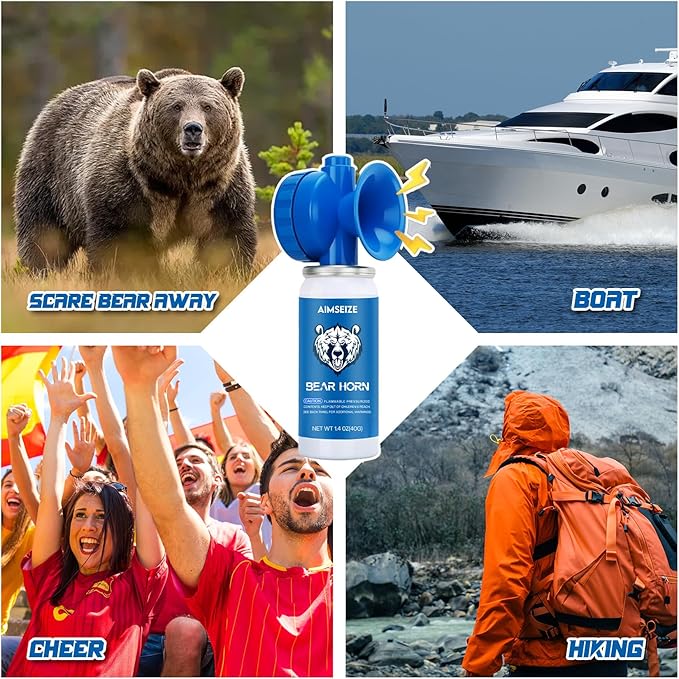 Bear Horn for Self Defense: 1.4oz Air Horn to Scare Bears, 120dB Heard Up to 1/2 Mile Away, Bear Horn for Hiking Camping Climbing Survival Biking and Outdoor Protection