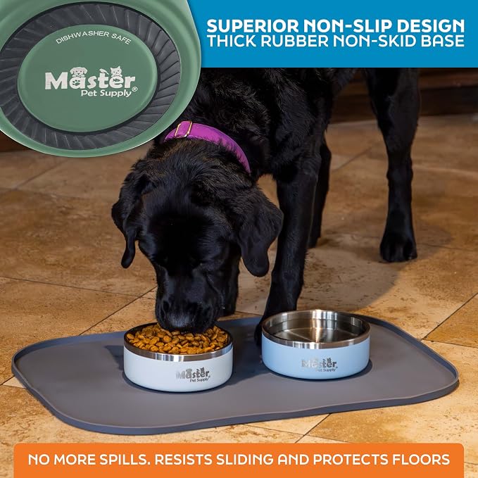 Master Pet Supply Stainless Steel Dog Bowls - 25 oz, Heavy Duty - Camo Patrol, Double Wall Extra-Thick Insulated, Non-Slip Pet Water Bowl for Dogs, Cats & Pets, Anti Rust Metal, Dish Washer Safe