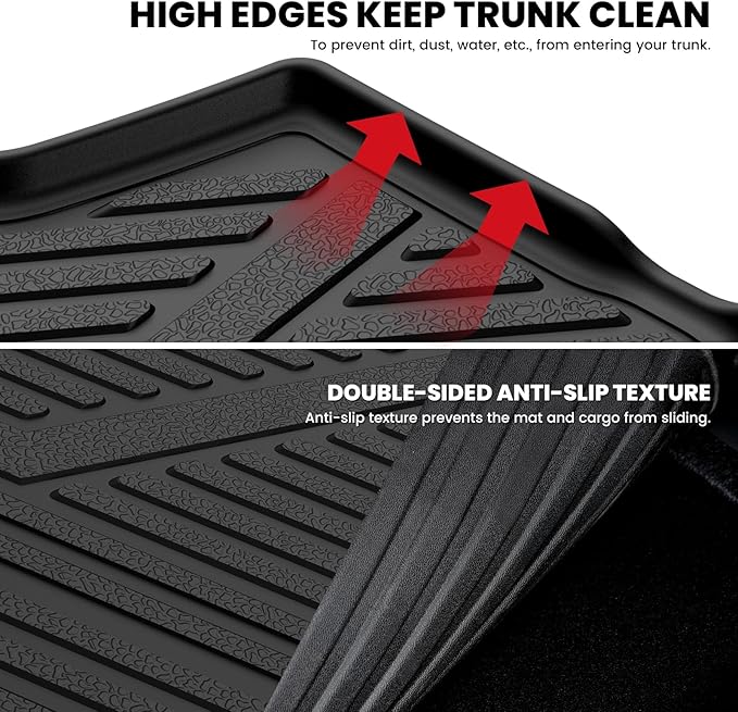 LASFIT Cargo Mat for Ford Expedition Standard&Lincoln Navigator Standard 2018-2024 Backrest Liner, Custom Fit All Weather Protector Split Design Easy Installation Trunk with Seatback Mat,4 pcs Black