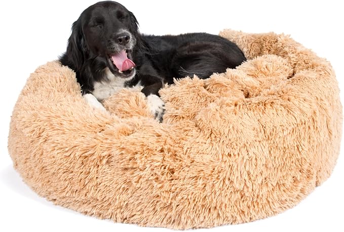 Barkbox Dog Bed Memory Foam Donut Cuddler - Calming Orthopedic Joint Relief Fur Crate Lounger for Pets, Machine Washable + Removable Cover, Waterproof Lining, Includes Toy - Larger Pets - 65lbs | Calming Orthopedic Joint Relief Furry Crate Lounger for ...