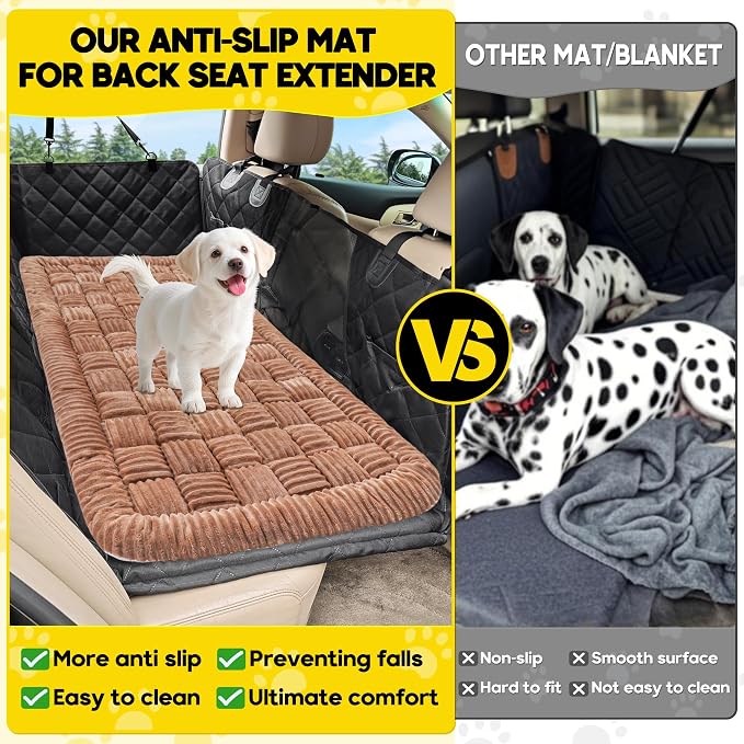 Loiion Dog Car Bed Mat Non-Slip Backseat Extender Dog Bed 56" x28.7"Brown | Travel Bed for Dogs，Chew-Resistant, Easy Clean & Scratch-Proof, Comfort Design, Fits Trucks/Sedans/SUVs
