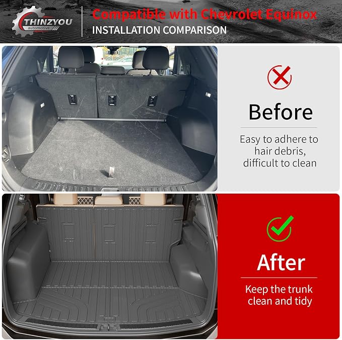 Cargo Mat Compatible with 2025 2026 Chevrolet Equinox NO EV GMC Terrain Trunk Mat Trunk Liner Cargo Liner Back Seat Cover Protector Chevy Equinox Accessories (Backrest Mats+Trunk Mat)