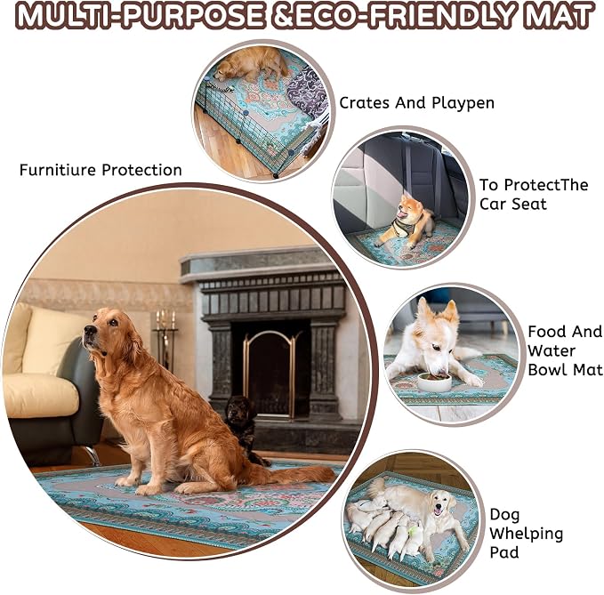 Aitmexcn Washable Pee Pads for Dogs, 2 Extra Large Puppy Pads, 48'' x 48'' | Highly Absorbent, Waterproof Layer, Machine Washable, Non-Slip Bottom, For Large Playpens and Multiple Pets