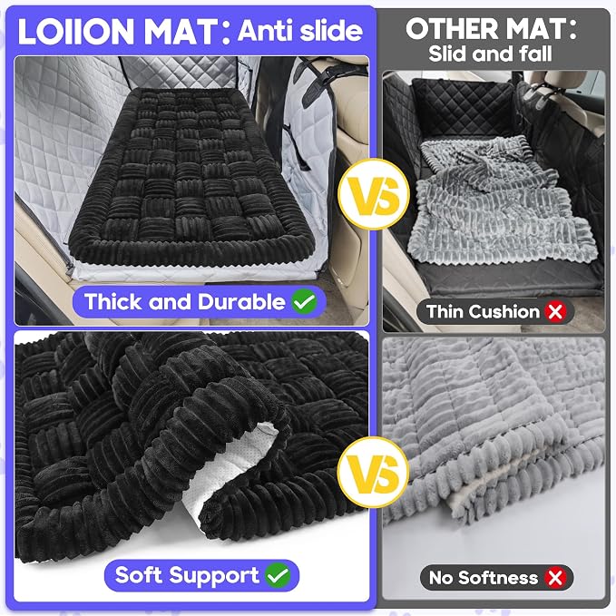Dog Car Bed Mat Non-Slip Backseat Extender Dog Bed 56" x28.7" Black | Travel Bed for Dogs，Chew-Resistant, Easy Clean & Scratch-Proof, Comfort Design, Fits Trucks/Sedans/SUVs