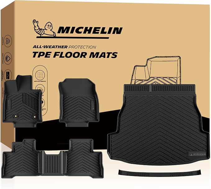 Michelin Vehicle Mats, Premier Series All-Weather TPE Custom Fit Liner for Toyota RAV4 Hybrid 2026-2027 Floor Mats (5 Piece)